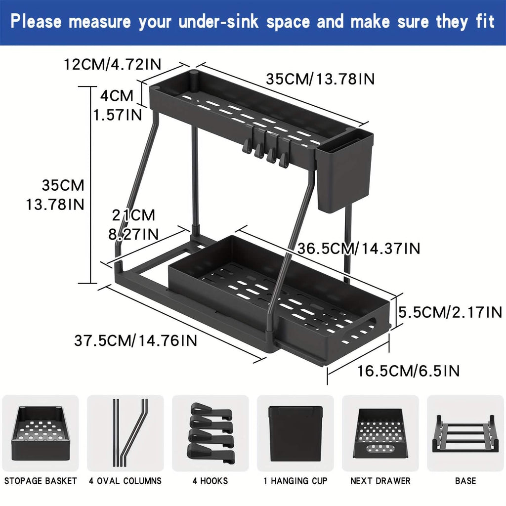 2-Piece Under Sink Organizer with Sliding Shelves