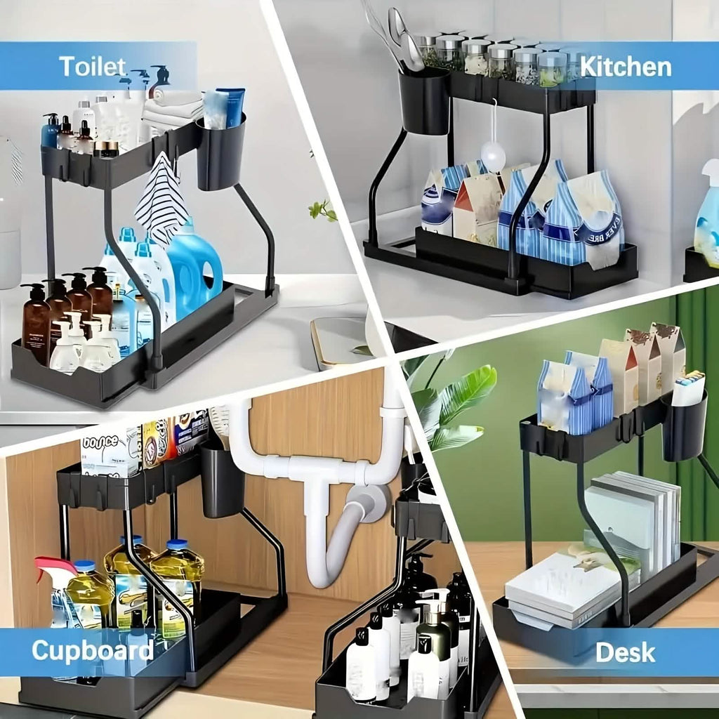 2-Piece Under Sink Organizer with Sliding Shelves