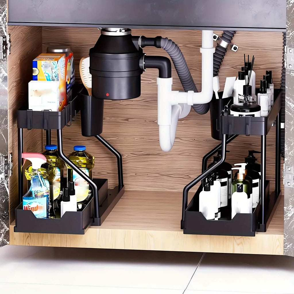 2-Piece Under Sink Organizer with Sliding Shelves