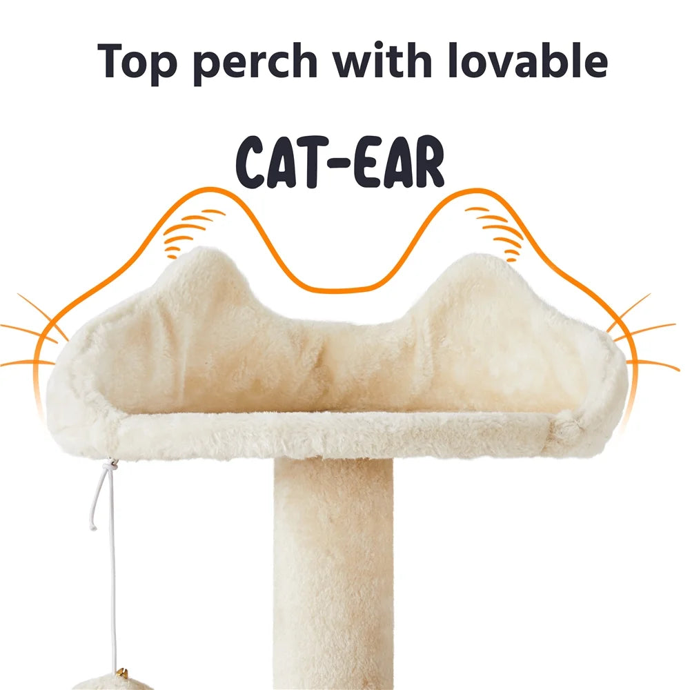 70" Multilevel Cat Tree with Double Condo - Beige