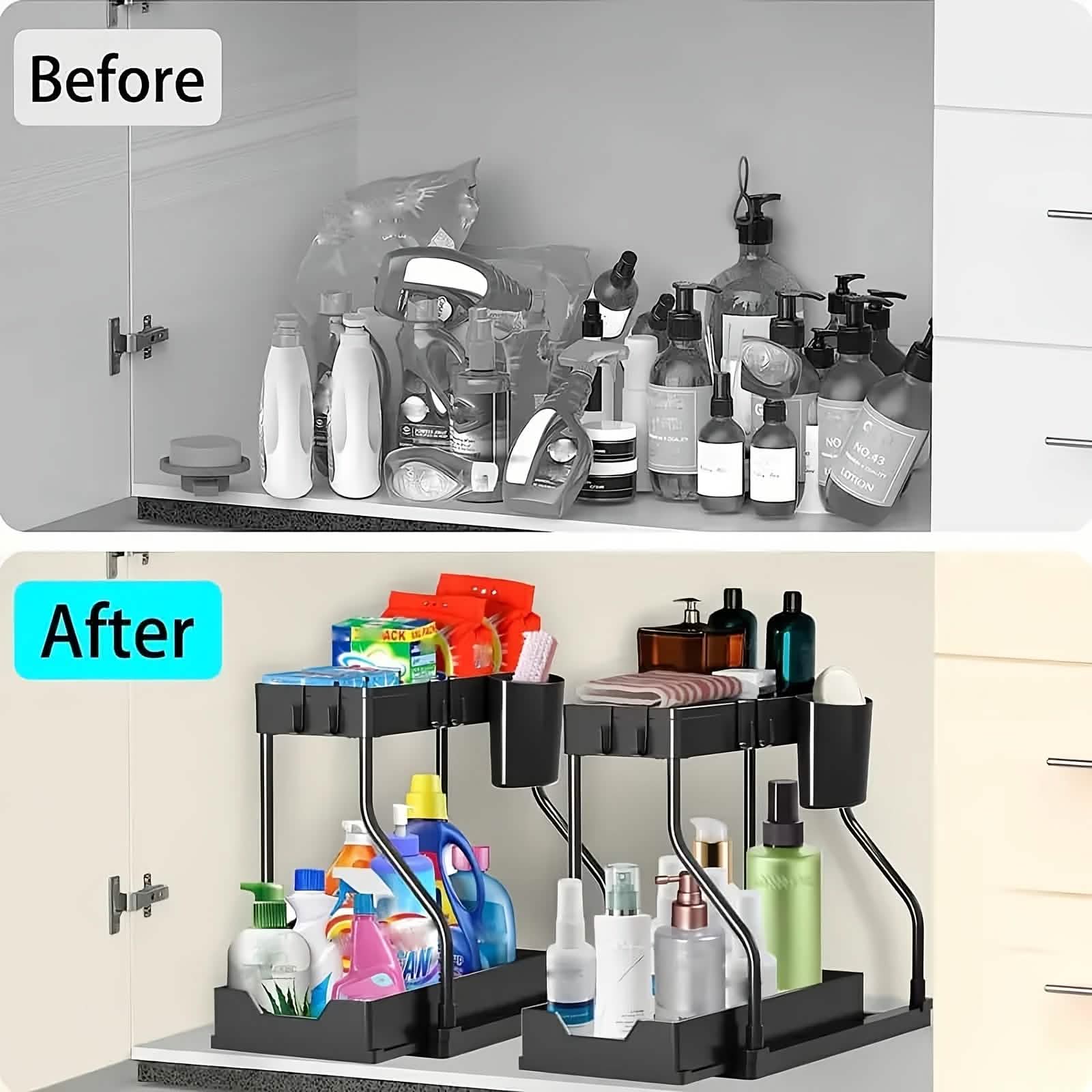 2-Piece Under Sink Organizer with Sliding Shelves
