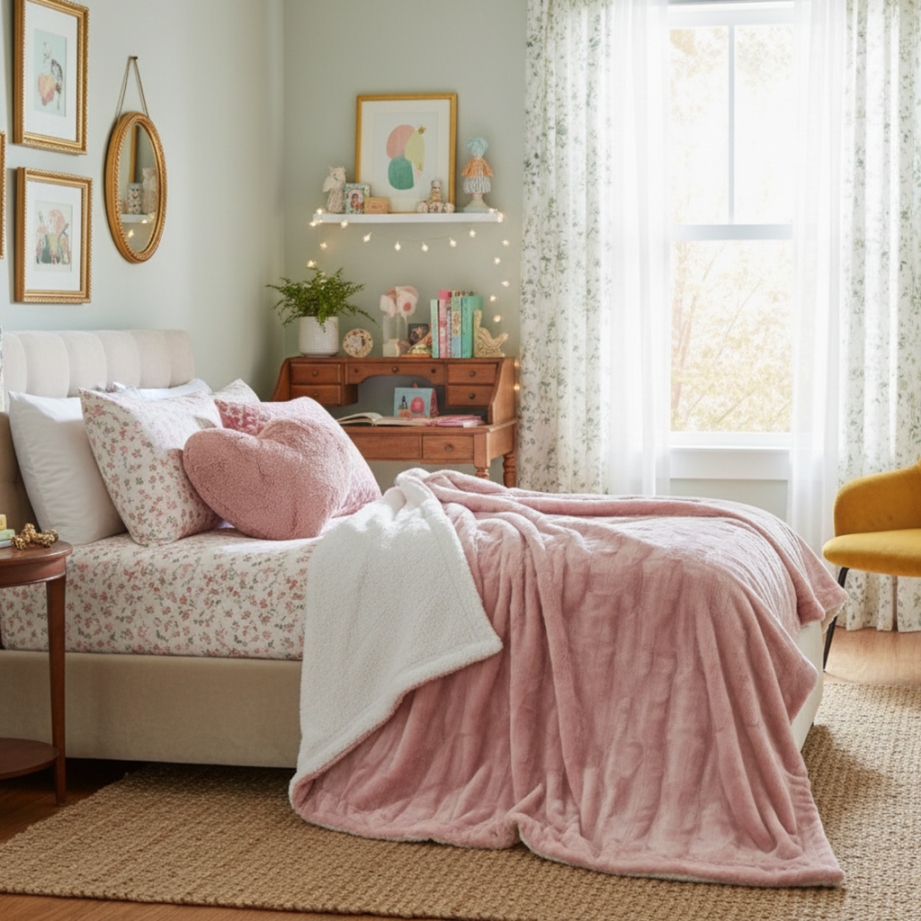 Rose Gold Pink Throw Blanket