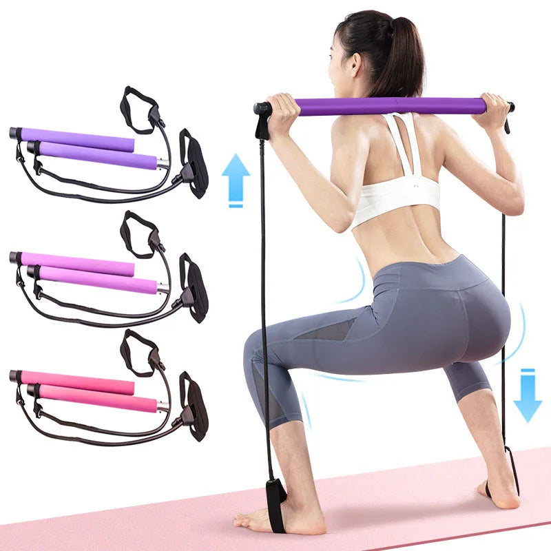 Pilates Bar Stick with Resistance Bands
