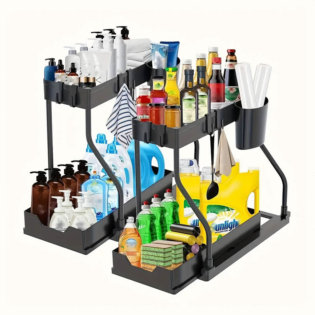 2-Piece Under Sink Organizer with Sliding Shelves