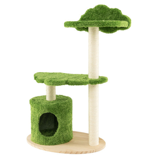 38" Indoor Cat Tree with Sisal Scratching Posts - Green