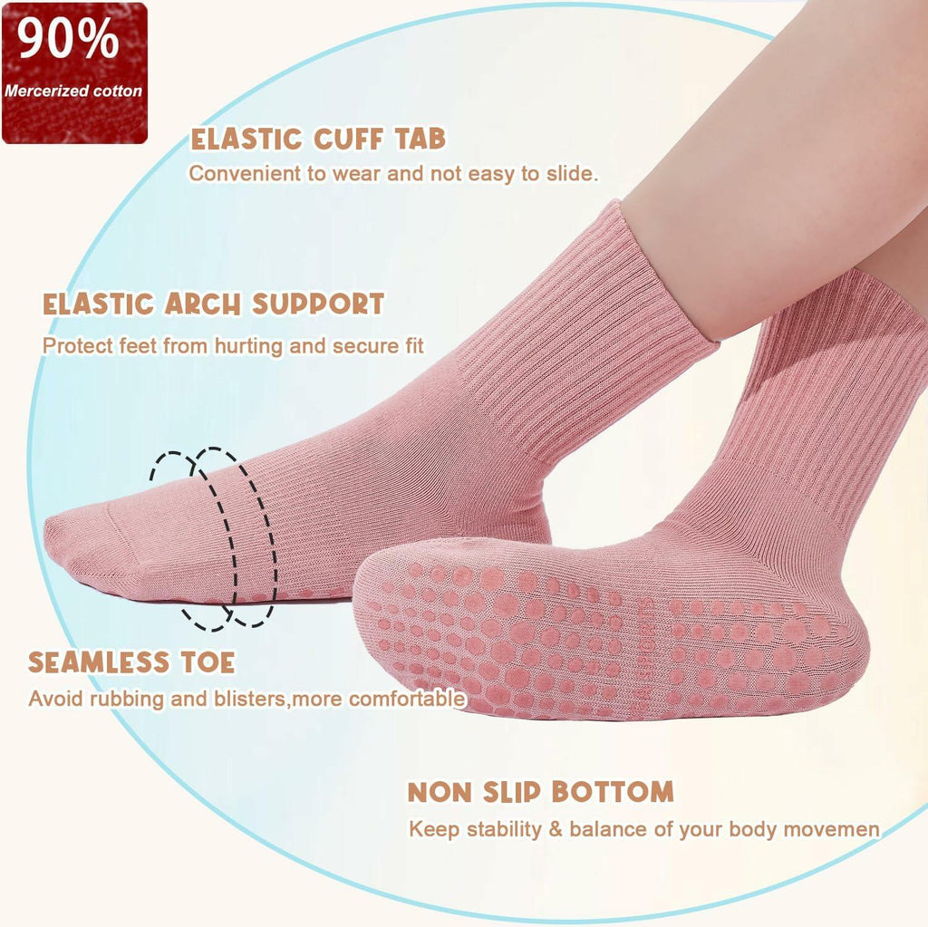 Non-Slip Pilates Grip Socks for Women (3 Pairs)