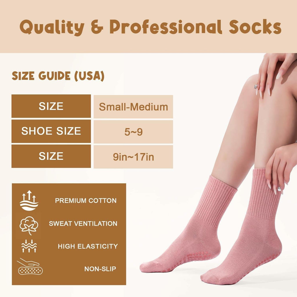 Non-Slip Pilates Grip Socks for Women (3 Pairs)