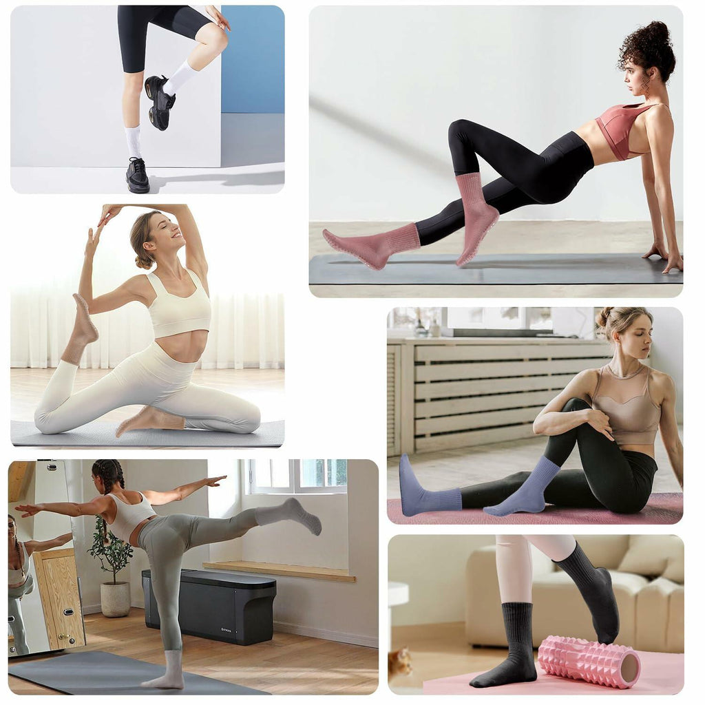 Non-Slip Pilates Grip Socks for Women (3 Pairs)