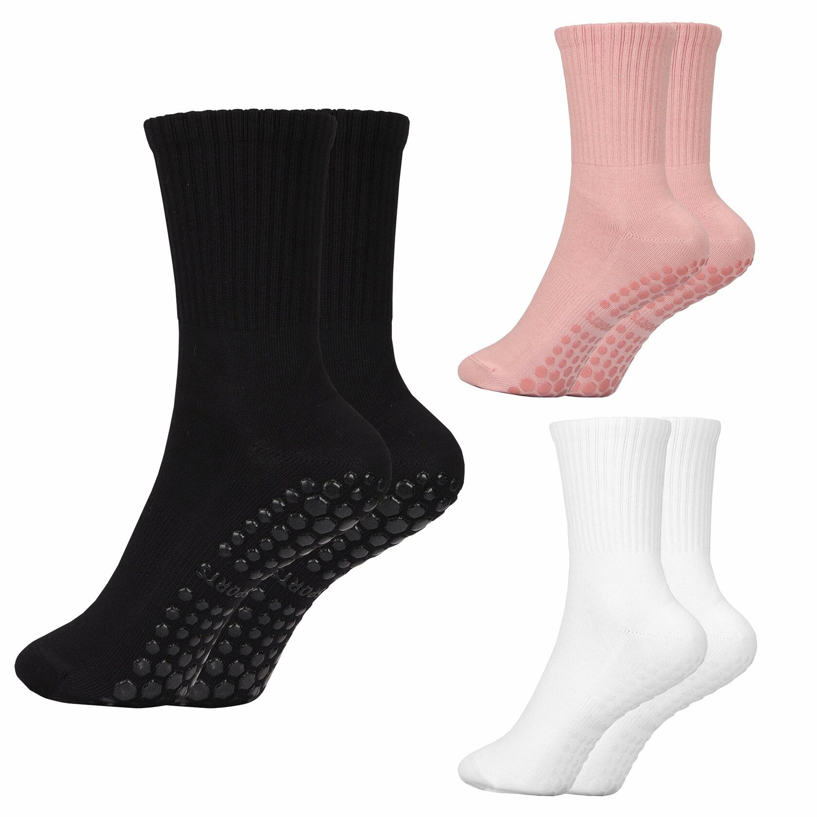 Non-Slip Pilates Grip Socks for Women (3 Pairs)
