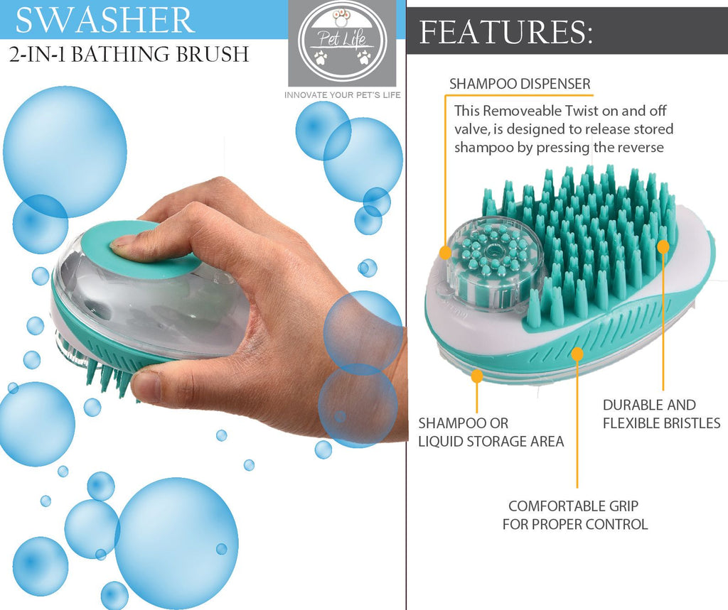 Shampoo-Dispensing Pet Bathing Brush